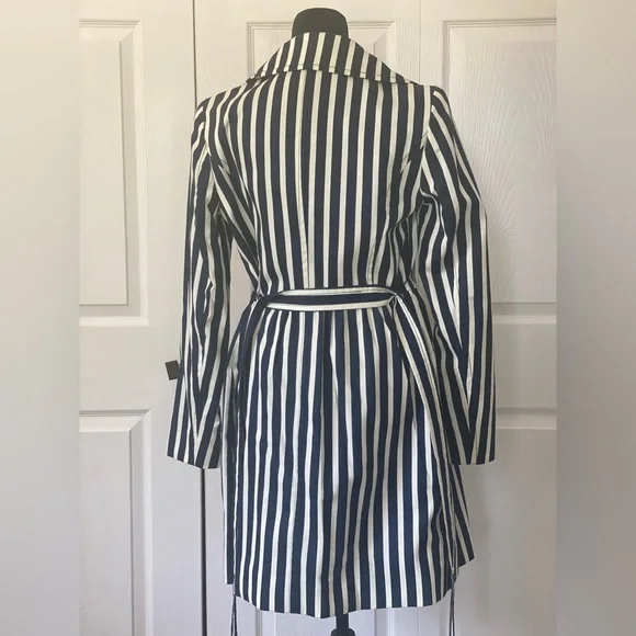 Express Blue White Striped
Belted Trench Coat - Picture 3 of 4
